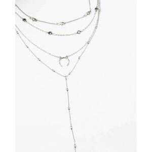 NEW FUNKY MONKEY women's 4-layer boho necklace in silver